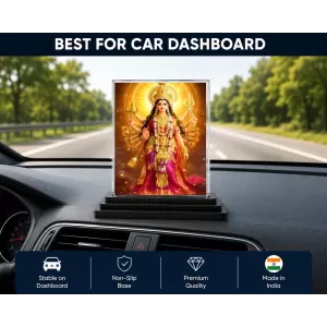 Durga Acrylic Car Dashboard Showpiece | Double-Sided Durga Photo Stand | 3 X 4 Inch Photo | Transparent Acrylic Frame With Black Base | Car Dashboard, Office & Table Decor (F71914) Durga Acrylic Car Dashboard Showpiece | Double-Sided Durga Photo Stand | 3 X 4 Inch Photo | Transparent Acrylic Frame With Black Base | Car Dashboard, Office & Table Decor (F71914)