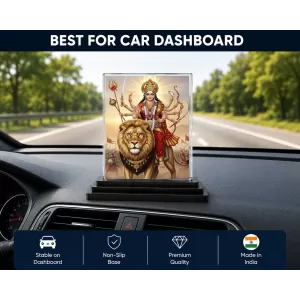Durga Acrylic Car Dashboard Showpiece | Double-Sided Durga Photo Stand | 3 X 4 Inch Photo | Transparent Acrylic Frame With Black Base | Car Dashboard, Office & Table Decor (F71916) Durga Acrylic Car Dashboard Showpiece | Double-Sided Durga Photo Stand | 3 X 4 Inch Photo | Transparent Acrylic Frame With Black Base | Car Dashboard, Office & Table Decor (F71916)