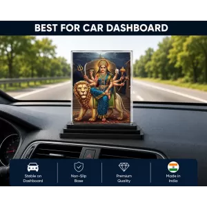 Durga Acrylic Car Dashboard Showpiece | Double-Sided Durga Photo Stand | 3 X 4 Inch Photo | Transparent Acrylic Frame With Black Base | Car Dashboard, Office & Table Decor (F71917) Durga Acrylic Car Dashboard Showpiece | Double-Sided Durga Photo Stand | 3 X 4 Inch Photo | Transparent Acrylic Frame With Black Base | Car Dashboard, Office & Table Decor (F71917)