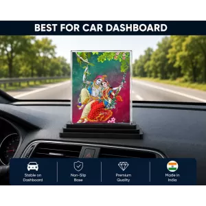 Radha Krishna Acrylic Car Dashboard Showpiece | Double-Sided Radha Krishna Photo Stand | 3 X 4 Inch Photo | Transparent Acrylic Frame With Black Base | Car Dashboard, Office & Table Decor (F71926) Radha Krishna Acrylic Car Dashboard Showpiece | Double-Sided Radha Krishna Photo Stand | 3 X 4 Inch Photo | Transparent Acrylic Frame With Black Base | Car Dashboard, Office & Table Decor (F71926)