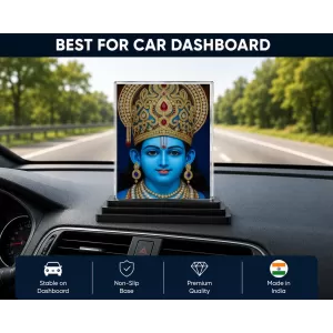 Lord Rama Acrylic Car Dashboard Showpiece | Double-Sided Lord Rama Photo Stand | 3 X 4 Inch Photo | Transparent Acrylic Frame With Black Base | Car Dashboard, Office & Table Decor (F71935)