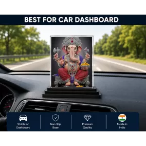 Ganesha Acrylic Car Dashboard Showpiece | Double-Sided Ganesha Photo Stand | 3 X 4 Inch Photo | Transparent Acrylic Frame With Black Base | Car Dashboard, Office & Table Decor (F71948) Ganesha Acrylic Car Dashboard Showpiece | Double-Sided Ganesha Photo Stand | 3 X 4 Inch Photo | Transparent Acrylic Frame With Black Base | Car Dashboard, Office & Table Decor (F71948)