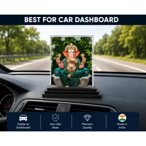 Ganesha Acrylic Car Dashboard Showpiece | Double-Sided Ganesha Photo Stand | 3 X 4 Inch Photo | Transparent Acrylic Frame With Black Base | Car Dashboard, Office & Table Decor (F71951) Ganesha Acrylic Car Dashboard Showpiece | Double-Sided Ganesha Photo Stand | 3 X 4 Inch Photo | Transparent Acrylic Frame With Black Base | Car Dashboard, Office & Table Decor (F71951)