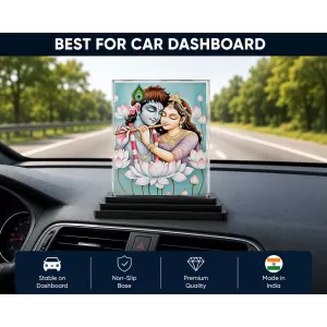 Krishna And Radha Acrylic Car Dashboard Showpiece | Double-Sided Krishna And Radha Photo Stand | 3 X 4 Inch Photo | Transparent Acrylic Frame With Black Base | Car Dashboard, Office & Table Decor (F71958) Krishna And Radha Acrylic Car Dashboard Showpiece | Double-Sided Krishna And Radha Photo Stand | 3 X 4 Inch Photo | Transparent Acrylic Frame With Black Base | Car Dashboard, Office & Table Decor (F71958)