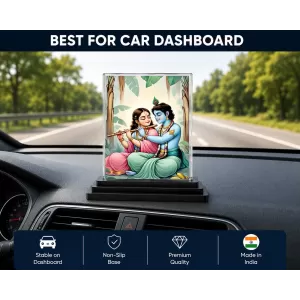 Krishna And Radha Acrylic Car Dashboard Showpiece | Double-Sided Krishna And Radha Photo Stand | 3 X 4 Inch Photo | Transparent Acrylic Frame With Black Base | Car Dashboard, Office & Table Decor (F71959) Krishna And Radha Acrylic Car Dashboard Showpiece | Double-Sided Krishna And Radha Photo Stand | 3 X 4 Inch Photo | Transparent Acrylic Frame With Black Base | Car Dashboard, Office & Table Decor (F71959)