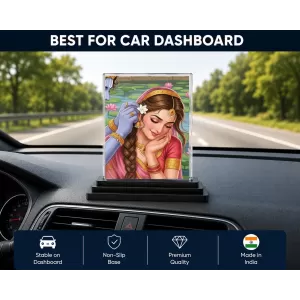 Radha Acrylic Car Dashboard Showpiece | Double-Sided Radha Photo Stand | 3 X 4 Inch Photo | Transparent Acrylic Frame With Black Base | Car Dashboard, Office & Table Decor (F71961) Radha Acrylic Car Dashboard Showpiece | Double-Sided Radha Photo Stand | 3 X 4 Inch Photo | Transparent Acrylic Frame With Black Base | Car Dashboard, Office & Table Decor (F71961)