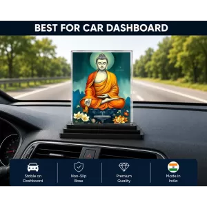 Buddha Acrylic Car Dashboard Showpiece | Double-Sided Buddha Photo Stand | 3 X 4 Inch Photo | Transparent Acrylic Frame With Black Base | Car Dashboard, Office & Table Decor (F71967) Buddha Acrylic Car Dashboard Showpiece | Double-Sided Buddha Photo Stand | 3 X 4 Inch Photo | Transparent Acrylic Frame With Black Base | Car Dashboard, Office & Table Decor (F71967)
