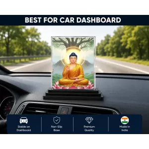 Buddha Acrylic Car Dashboard Showpiece | Double-Sided Buddha Photo Stand | 3 X 4 Inch Photo | Transparent Acrylic Frame With Black Base | Car Dashboard, Office & Table Decor (F71968) Buddha Acrylic Car Dashboard Showpiece | Double-Sided Buddha Photo Stand | 3 X 4 Inch Photo | Transparent Acrylic Frame With Black Base | Car Dashboard, Office & Table Decor (F71968)