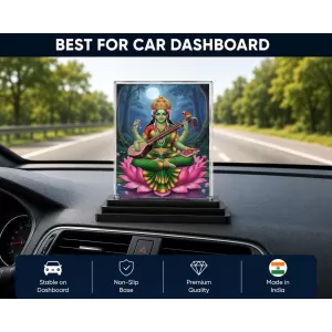 Saraswati Acrylic Car Dashboard Showpiece | Double-Sided Saraswati Photo Stand | 3 X 4 Inch Photo | Transparent Acrylic Frame With Black Base | Car Dashboard, Office & Table Decor (F71977) Saraswati Acrylic Car Dashboard Showpiece | Double-Sided Saraswati Photo Stand | 3 X 4 Inch Photo | Transparent Acrylic Frame With Black Base | Car Dashboard, Office & Table Decor (F71977)