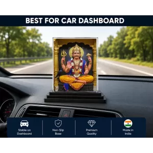 Shiva Acrylic Car Dashboard Showpiece | Double-Sided Shiva Photo Stand | 3 X 4 Inch Photo | Transparent Acrylic Frame With Black Base | Car Dashboard, Office & Table Decor (F71982)
