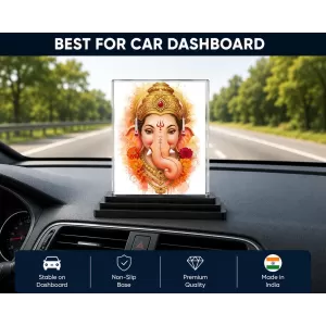 Ganesha Acrylic Car Dashboard Showpiece | Double-Sided Ganesha Photo Stand | 3 X 4 Inch Photo | Transparent Acrylic Frame With Black Base | Car Dashboard, Office & Table Decor (F71983) Ganesha Acrylic Car Dashboard Showpiece | Double-Sided Ganesha Photo Stand | 3 X 4 Inch Photo | Transparent Acrylic Frame With Black Base | Car Dashboard, Office & Table Decor (F71983)