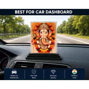 Ganesha Acrylic Car Dashboard Showpiece | Double-Sided Ganesha Photo Stand | 3 X 4 Inch Photo | Transparent Acrylic Frame With Black Base | Car Dashboard, Office & Table Decor (F71984) Ganesha Acrylic Car Dashboard Showpiece | Double-Sided Ganesha Photo Stand | 3 X 4 Inch Photo | Transparent Acrylic Frame With Black Base | Car Dashboard, Office & Table Decor (F71984)