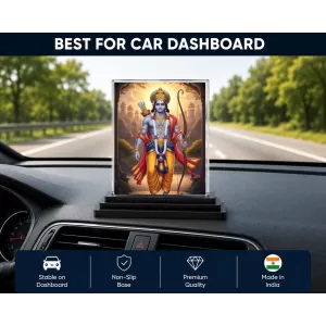 Ram Acrylic Car Dashboard Showpiece | Double-Sided Ram Photo Stand | 3 X 4 Inch Photo | Transparent Acrylic Frame With Black Base | Car Dashboard, Office & Table Decor (F71986)