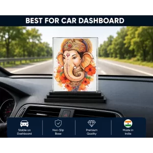Ganesha Acrylic Car Dashboard Showpiece | Double-Sided Ganesha Photo Stand | 3 X 4 Inch Photo | Transparent Acrylic Frame With Black Base | Car Dashboard, Office & Table Decor (F71989) Ganesha Acrylic Car Dashboard Showpiece | Double-Sided Ganesha Photo Stand | 3 X 4 Inch Photo | Transparent Acrylic Frame With Black Base | Car Dashboard, Office & Table Decor (F71989)