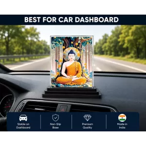 Buddha Acrylic Car Dashboard Showpiece | Double-Sided Buddha Photo Stand | 3 X 4 Inch Photo | Transparent Acrylic Frame With Black Base | Car Dashboard, Office & Table Decor (F72010) Buddha Acrylic Car Dashboard Showpiece | Double-Sided Buddha Photo Stand | 3 X 4 Inch Photo | Transparent Acrylic Frame With Black Base | Car Dashboard, Office & Table Decor (F72010)