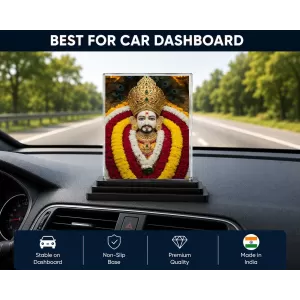 Khatu Shyam Acrylic Car Dashboard Showpiece | Double-Sided Khatu Shyam Photo Stand | 3 X 4 Inch Photo | Transparent Acrylic Frame With Black Base | Car Dashboard, Office & Table Decor (F72018) Khatu Shyam Acrylic Car Dashboard Showpiece | Double-Sided Khatu Shyam Photo Stand | 3 X 4 Inch Photo | Transparent Acrylic Frame With Black Base | Car Dashboard, Office & Table Decor (F72018)