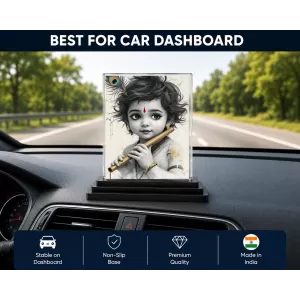 Lord Krishna Acrylic Car Dashboard Showpiece | Double-Sided Lord Krishna Photo Stand | 3 X 4 Inch Photo | Transparent Acrylic Frame With Black Base | Car Dashboard, Office & Table Decor (F72024) Lord Krishna Acrylic Car Dashboard Showpiece | Double-Sided Lord Krishna Photo Stand | 3 X 4 Inch Photo | Transparent Acrylic Frame With Black Base | Car Dashboard, Office & Table Decor (F72024)