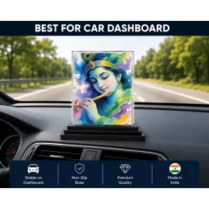 Lord Krishna Acrylic Car Dashboard Showpiece | Double-Sided Lord Krishna Photo Stand | 3 X 4 Inch Photo | Transparent Acrylic Frame With Black Base | Car Dashboard, Office & Table Decor (F72025) Lord Krishna Acrylic Car Dashboard Showpiece | Double-Sided Lord Krishna Photo Stand | 3 X 4 Inch Photo | Transparent Acrylic Frame With Black Base | Car Dashboard, Office & Table Decor (F72025)