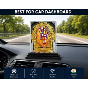 Sai Baba Acrylic Car Dashboard Showpiece | Double-Sided Sai Baba Photo Stand | 3 X 4 Inch Photo | Transparent Acrylic Frame With Black Base | Car Dashboard, Office & Table Decor (F72029) Sai Baba Acrylic Car Dashboard Showpiece | Double-Sided Sai Baba Photo Stand | 3 X 4 Inch Photo | Transparent Acrylic Frame With Black Base | Car Dashboard, Office & Table Decor (F72029)