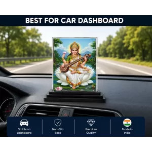 Saraswati Acrylic Car Dashboard Showpiece | Double-Sided Saraswati Photo Stand | 3 X 4 Inch Photo | Transparent Acrylic Frame With Black Base | Car Dashboard, Office & Table Decor (F72034) Saraswati Acrylic Car Dashboard Showpiece | Double-Sided Saraswati Photo Stand | 3 X 4 Inch Photo | Transparent Acrylic Frame With Black Base | Car Dashboard, Office & Table Decor (F72034)