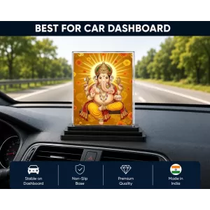 Ganesha Acrylic Car Dashboard Showpiece | Double-Sided Ganesha Photo Stand | 3 X 4 Inch Photo | Transparent Acrylic Frame With Black Base | Car Dashboard, Office & Table Decor (F72036) Ganesha Acrylic Car Dashboard Showpiece | Double-Sided Ganesha Photo Stand | 3 X 4 Inch Photo | Transparent Acrylic Frame With Black Base | Car Dashboard, Office & Table Decor (F72036)