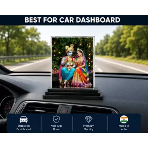 Shree Krishna And Shree Radha Acrylic Car Dashboard Showpiece | Double-Sided Shree Krishna And Shree Radha Photo Stand | 3 X 4 Inch Photo | Transparent Acrylic Frame With Black Base | Car Dashboard, Office & Table Decor (F72048) Shree Krishna And Shree Radha Acrylic Car Dashboard Showpiece | Double-Sided Shree Krishna And Shree Radha Photo Stand | 3 X 4 Inch Photo | Transparent Acrylic Frame With Black Base | Car Dashboard, Office & Table Decor (F72048)
