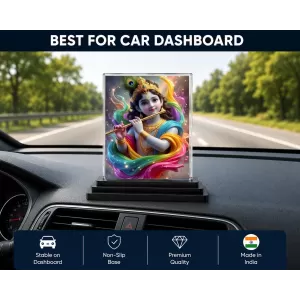 Shree Krishna Acrylic Car Dashboard Showpiece | Double-Sided Shree Krishna Photo Stand | 3 X 4 Inch Photo | Transparent Acrylic Frame With Black Base | Car Dashboard, Office & Table Decor (F72050) Shree Krishna Acrylic Car Dashboard Showpiece | Double-Sided Shree Krishna Photo Stand | 3 X 4 Inch Photo | Transparent Acrylic Frame With Black Base | Car Dashboard, Office & Table Decor (F72050)
