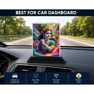 Lord Krishna Acrylic Car Dashboard Showpiece | Double-Sided Lord Krishna Photo Stand | 3 X 4 Inch Photo | Transparent Acrylic Frame With Black Base | Car Dashboard, Office & Table Decor (F72052) Lord Krishna Acrylic Car Dashboard Showpiece | Double-Sided Lord Krishna Photo Stand | 3 X 4 Inch Photo | Transparent Acrylic Frame With Black Base | Car Dashboard, Office & Table Decor (F72052)