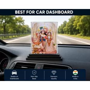 Radha And Shree Krishna Acrylic Car Dashboard Showpiece | Double-Sided Radha And Shree Krishna Photo Stand | 3 X 4 Inch Photo | Transparent Acrylic Frame With Black Base | Car Dashboard, Office & Table Decor (F72061) Radha And Shree Krishna Acrylic Car Dashboard Showpiece | Double-Sided Radha And Shree Krishna Photo Stand | 3 X 4 Inch Photo | Transparent Acrylic Frame With Black Base | Car Dashboard, Office & Table Decor (F72061)