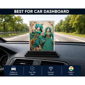 Shree Krishna And Shree Radha Acrylic Car Dashboard Showpiece | Double-Sided Shree Krishna And Shree Radha Photo Stand | 3 X 4 Inch Photo | Transparent Acrylic Frame With Black Base | Car Dashboard, Office & Table Decor (F72064) Shree Krishna And Shree Radha Acrylic Car Dashboard Showpiece | Double-Sided Shree Krishna And Shree Radha Photo Stand | 3 X 4 Inch Photo | Transparent Acrylic Frame With Black Base | Car Dashboard, Office & Table Decor (F72064)