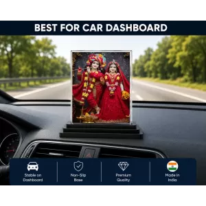 Shree Krishna And Shree Radha Acrylic Car Dashboard Showpiece | Double-Sided Shree Krishna And Shree Radha Photo Stand | 3 X 4 Inch Photo | Transparent Acrylic Frame With Black Base | Car Dashboard, Office & Table Decor (F72065) Shree Krishna And Shree Radha Acrylic Car Dashboard Showpiece | Double-Sided Shree Krishna And Shree Radha Photo Stand | 3 X 4 Inch Photo | Transparent Acrylic Frame With Black Base | Car Dashboard, Office & Table Decor (F72065)