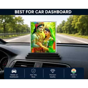 Shree Krishna And Shree Radha Acrylic Car Dashboard Showpiece | Double-Sided Shree Krishna And Shree Radha Photo Stand | 3 X 4 Inch Photo | Transparent Acrylic Frame With Black Base | Car Dashboard, Office & Table Decor (F72066) Shree Krishna And Shree Radha Acrylic Car Dashboard Showpiece | Double-Sided Shree Krishna And Shree Radha Photo Stand | 3 X 4 Inch Photo | Transparent Acrylic Frame With Black Base | Car Dashboard, Office & Table Decor (F72066)
