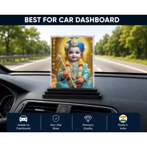 Shree Krishna Acrylic Car Dashboard Showpiece | Double-Sided Shree Krishna Photo Stand | 3 X 4 Inch Photo | Transparent Acrylic Frame With Black Base | Car Dashboard, Office & Table Decor (F72069) Shree Krishna Acrylic Car Dashboard Showpiece | Double-Sided Shree Krishna Photo Stand | 3 X 4 Inch Photo | Transparent Acrylic Frame With Black Base | Car Dashboard, Office & Table Decor (F72069)