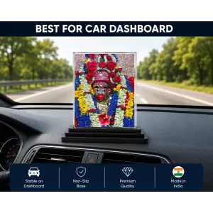 Kali Acrylic Car Dashboard Showpiece | Double-Sided Kali Photo Stand | 3 X 4 Inch Photo | Transparent Acrylic Frame With Black Base | Car Dashboard, Office & Table Decor (F72290)