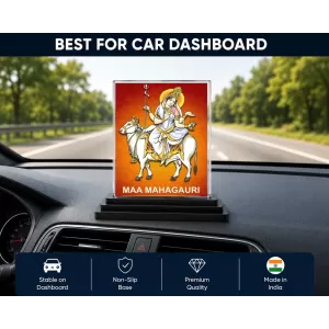 Maa Mahagauri Acrylic Car Dashboard Showpiece | Double-Sided Maa Mahagauri Photo Stand | 3 X 4 Inch Photo | Transparent Acrylic Frame With Black Base | Car Dashboard, Office & Table Decor (F72292) Maa Mahagauri Acrylic Car Dashboard Showpiece | Double-Sided Maa Mahagauri Photo Stand | 3 X 4 Inch Photo | Transparent Acrylic Frame With Black Base | Car Dashboard, Office & Table Decor (F72292)