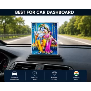 Shree Radha Shree Krishna Acrylic Car Dashboard Showpiece | Double-Sided Shree Radha Shree Krishna Photo Stand | 3 X 4 Inch Photo | Transparent Acrylic Frame With Black Base | Car Dashboard, Office & Table Decor (F72311) Shree Radha Shree Krishna Acrylic Car Dashboard Showpiece | Double-Sided Shree Radha Shree Krishna Photo Stand | 3 X 4 Inch Photo | Transparent Acrylic Frame With Black Base | Car Dashboard, Office & Table Decor (F72311)