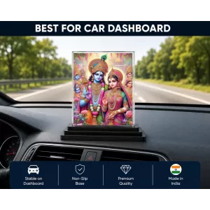 Radha Krishna Acrylic Car Dashboard Showpiece | Double-Sided Radha Krishna Photo Stand | 3 X 4 Inch Photo | Transparent Acrylic Frame With Black Base | Car Dashboard, Office & Table Decor (F72312) Radha Krishna Acrylic Car Dashboard Showpiece | Double-Sided Radha Krishna Photo Stand | 3 X 4 Inch Photo | Transparent Acrylic Frame With Black Base | Car Dashboard, Office & Table Decor (F72312)