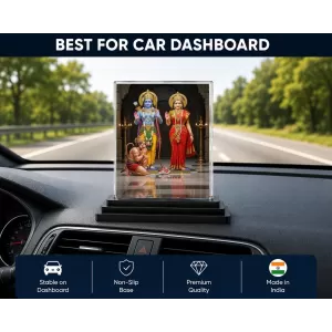 Rama And Sita Acrylic Car Dashboard Showpiece | Double-Sided Rama And Sita Photo Stand | 3 X 4 Inch Photo | Transparent Acrylic Frame With Black Base | Car Dashboard, Office & Table Decor (F72326)