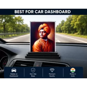 Swami Vivekananda Acrylic Car Dashboard Showpiece | Double-Sided Swami Vivekananda Photo Stand | 3 X 4 Inch Photo | Transparent Acrylic Frame With Black Base | Car Dashboard, Office & Table Decor (F72332) Swami Vivekananda Acrylic Car Dashboard Showpiece | Double-Sided Swami Vivekananda Photo Stand | 3 X 4 Inch Photo | Transparent Acrylic Frame With Black Base | Car Dashboard, Office & Table Decor (F72332)
