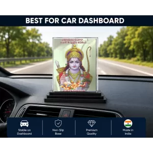Lord Lord Rama Acrylic Car Dashboard Showpiece | Double-Sided Lord Lord Rama Photo Stand | 3 X 4 Inch Photo | Transparent Acrylic Frame With Black Base | Car Dashboard, Office & Table Decor (F72341)