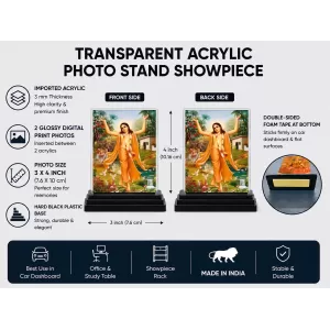 Shree Krishna Acrylic Car Dashboard Showpiece | Double-Sided Shree Krishna Photo Stand | 3 X 4 Inch Photo | Transparent Acrylic Frame With Black Base | Car Dashboard, Office & Table Decor (F71045) Shree Krishna Acrylic Car Dashboard Showpiece | Double-Sided Shree Krishna Photo Stand | 3 X 4 Inch Photo | Transparent Acrylic Frame With Black Base | Car Dashboard, Office & Table Decor (F71045)