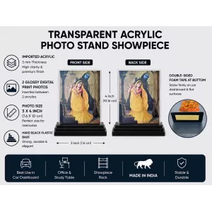 Shree Radha Acrylic Car Dashboard Showpiece | Double-Sided Shree Radha Photo Stand | 3 X 4 Inch Photo | Transparent Acrylic Frame With Black Base | Car Dashboard, Office & Table Decor (F71064) Shree Radha Acrylic Car Dashboard Showpiece | Double-Sided Shree Radha Photo Stand | 3 X 4 Inch Photo | Transparent Acrylic Frame With Black Base | Car Dashboard, Office & Table Decor (F71064)