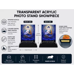 Gautama Buddha Acrylic Car Dashboard Showpiece | Double-Sided Gautama Buddha Photo Stand | 3 X 4 Inch Photo | Transparent Acrylic Frame With Black Base | Car Dashboard, Office & Table Decor (F71145) Gautama Buddha Acrylic Car Dashboard Showpiece | Double-Sided Gautama Buddha Photo Stand | 3 X 4 Inch Photo | Transparent Acrylic Frame With Black Base | Car Dashboard, Office & Table Decor (F71145)