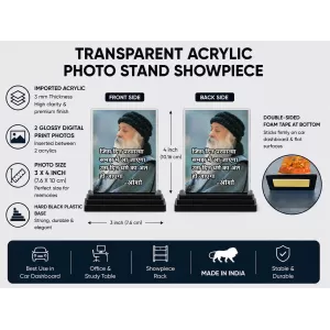 Osho Acrylic Car Dashboard Showpiece | Double-Sided Osho Photo Stand | 3 X 4 Inch Photo | Transparent Acrylic Frame With Black Base | Car Dashboard, Office & Table Decor (F71186) Osho Acrylic Car Dashboard Showpiece | Double-Sided Osho Photo Stand | 3 X 4 Inch Photo | Transparent Acrylic Frame With Black Base | Car Dashboard, Office & Table Decor (F71186)