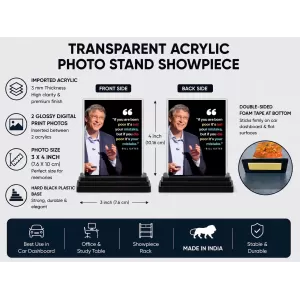 Bill Gates Acrylic Car Dashboard Showpiece | Double-Sided Bill Gates Photo Stand | 3 X 4 Inch Photo | Transparent Acrylic Frame With Black Base | Car Dashboard, Office & Table Decor (F71200) Bill Gates Acrylic Car Dashboard Showpiece | Double-Sided Bill Gates Photo Stand | 3 X 4 Inch Photo | Transparent Acrylic Frame With Black Base | Car Dashboard, Office & Table Decor (F71200)