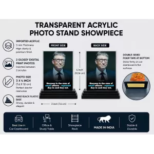 Bill Gates Acrylic Car Dashboard Showpiece | Double-Sided Bill Gates Photo Stand | 3 X 4 Inch Photo | Transparent Acrylic Frame With Black Base | Car Dashboard, Office & Table Decor (F71204) Bill Gates Acrylic Car Dashboard Showpiece | Double-Sided Bill Gates Photo Stand | 3 X 4 Inch Photo | Transparent Acrylic Frame With Black Base | Car Dashboard, Office & Table Decor (F71204)
