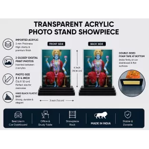 Lakshmi Acrylic Car Dashboard Showpiece | Double-Sided Lakshmi Photo Stand | 3 X 4 Inch Photo | Transparent Acrylic Frame With Black Base | Car Dashboard, Office & Table Decor (F71812) Lakshmi Acrylic Car Dashboard Showpiece | Double-Sided Lakshmi Photo Stand | 3 X 4 Inch Photo | Transparent Acrylic Frame With Black Base | Car Dashboard, Office & Table Decor (F71812)