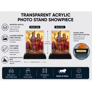 Lakshmi And Vishnu Acrylic Car Dashboard Showpiece | Double-Sided Lakshmi And Vishnu Photo Stand | 3 X 4 Inch Photo | Transparent Acrylic Frame With Black Base | Car Dashboard, Office & Table Decor (F71821) Lakshmi And Vishnu Acrylic Car Dashboard Showpiece | Double-Sided Lakshmi And Vishnu Photo Stand | 3 X 4 Inch Photo | Transparent Acrylic Frame With Black Base | Car Dashboard, Office & Table Decor (F71821)