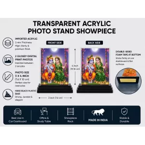 Krishna And Radha Acrylic Car Dashboard Showpiece | Double-Sided Krishna And Radha Photo Stand | 3 X 4 Inch Photo | Transparent Acrylic Frame With Black Base | Car Dashboard, Office & Table Decor (F71836) Krishna And Radha Acrylic Car Dashboard Showpiece | Double-Sided Krishna And Radha Photo Stand | 3 X 4 Inch Photo | Transparent Acrylic Frame With Black Base | Car Dashboard, Office & Table Decor (F71836)