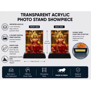 Lakshmi Acrylic Car Dashboard Showpiece | Double-Sided Lakshmi Photo Stand | 3 X 4 Inch Photo | Transparent Acrylic Frame With Black Base | Car Dashboard, Office & Table Decor (F71847) Lakshmi Acrylic Car Dashboard Showpiece | Double-Sided Lakshmi Photo Stand | 3 X 4 Inch Photo | Transparent Acrylic Frame With Black Base | Car Dashboard, Office & Table Decor (F71847)
